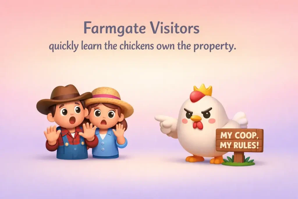 Barnyard life jokes inspired by chickens