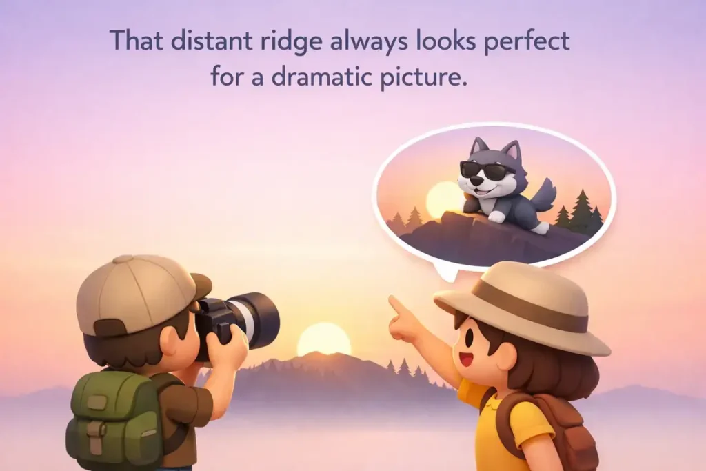 Wildlife photography humor about wolves